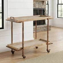 Light Distressed Finish Serving Cart with Ample Storage and Sturdy Construction
