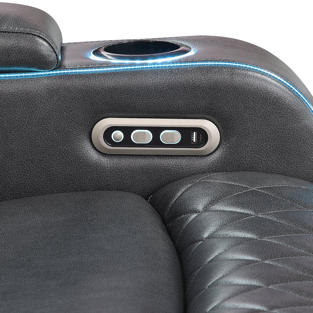 Luna Charcoal Power Sofa