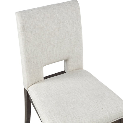 Evan 7-Piece 78-96-inch Table Set with White Linen-Look Chairs