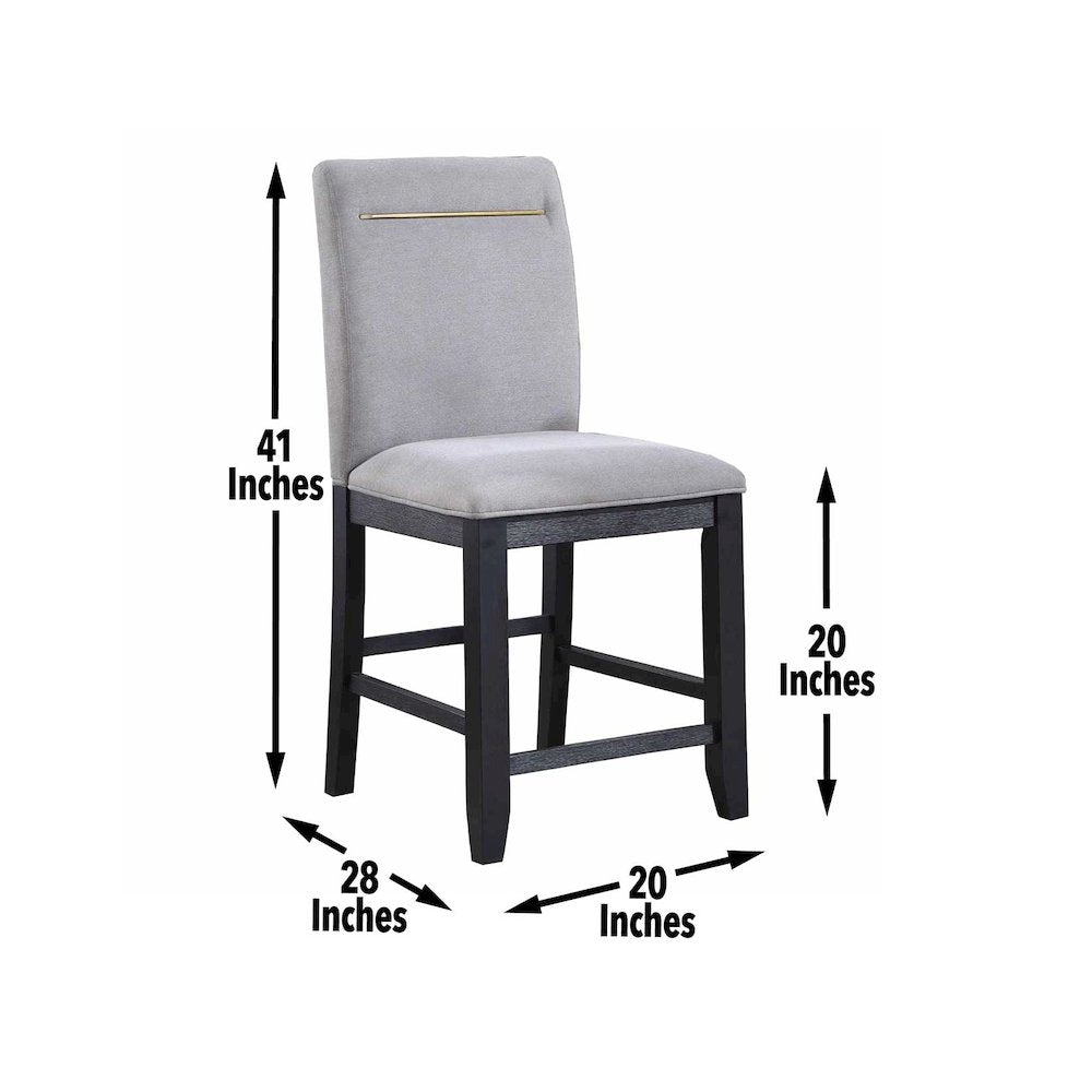Yves Black Counter Table With Storage and 6 Grey Counter Chairs