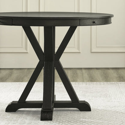 Rylie Counter Table with Game Top, Black Finish with Sand Vegan Leather