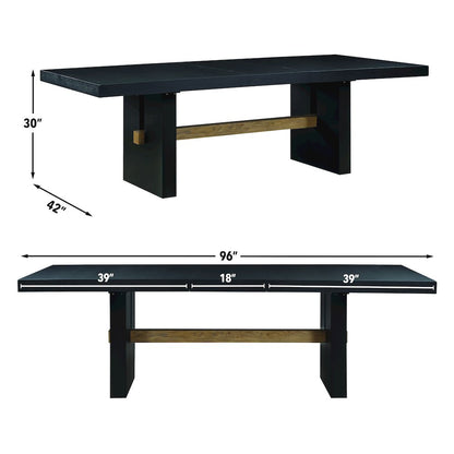 Aubrey 78-96" Dining Table w/18" Leaf, Black