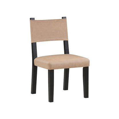 Aubrey Side Chair, Black Finish with Camel Vegan Leather