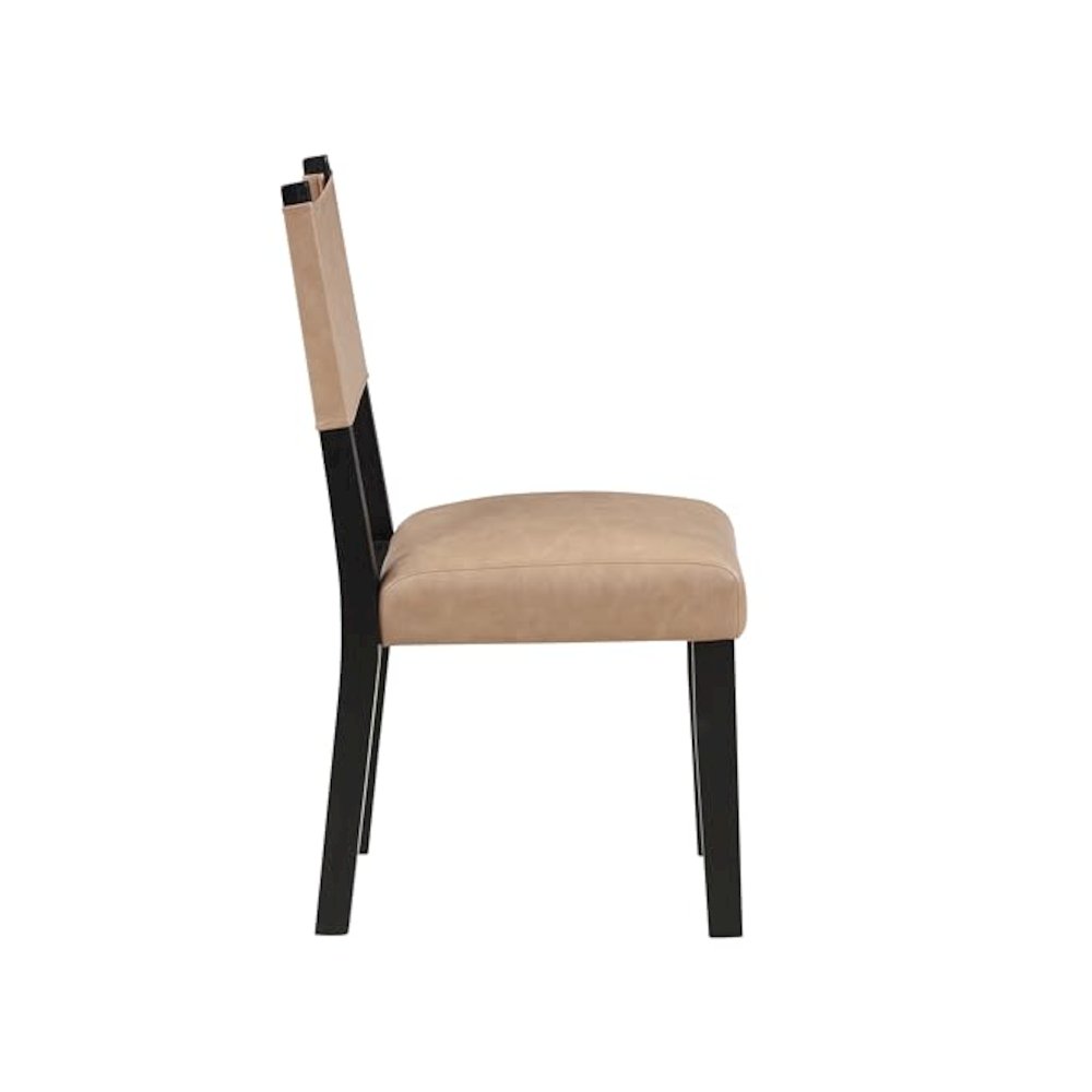 Aubrey Side Chair, Black Finish with Camel Vegan Leather