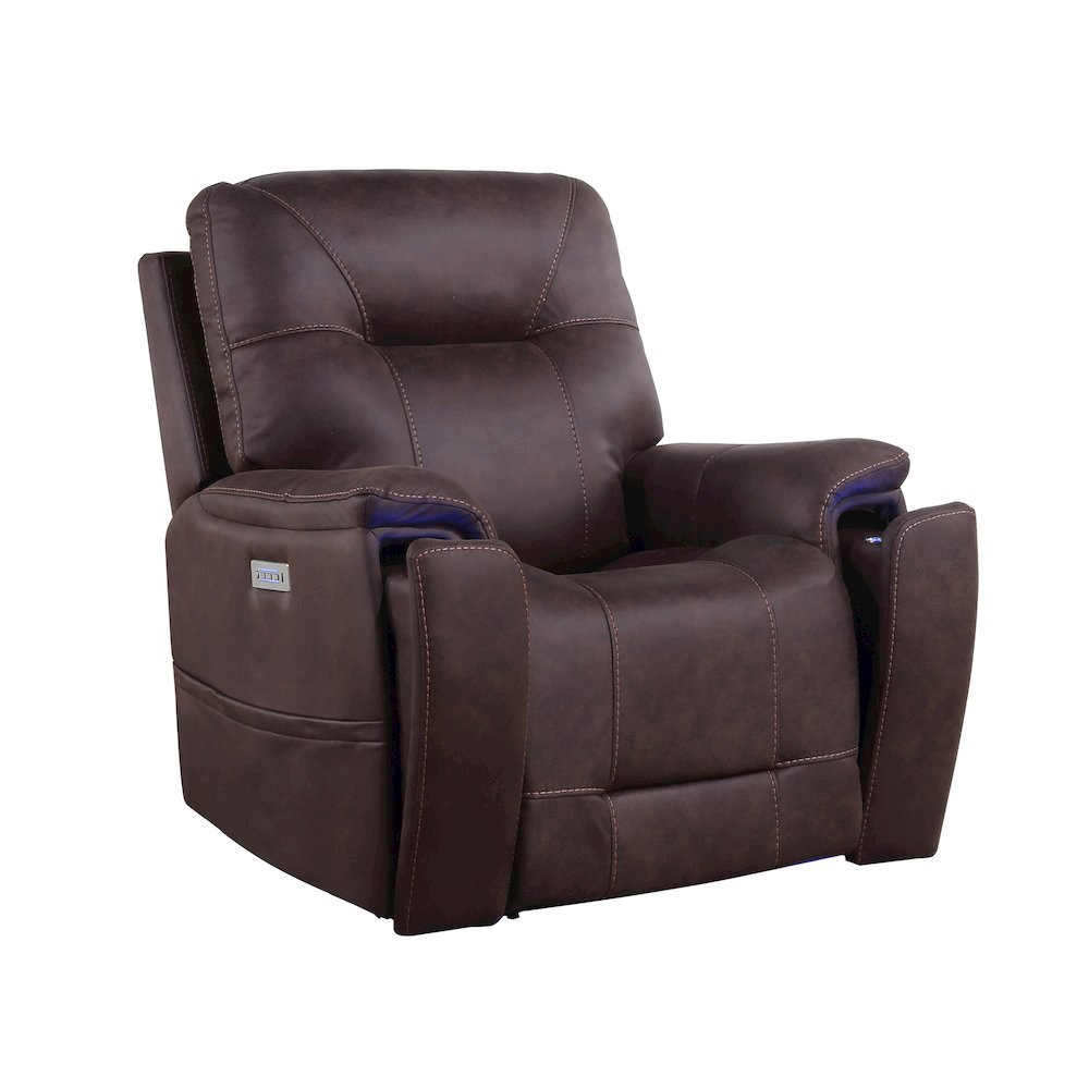 Saddle Brown Power Recliner with Plush Foam, Steel Frame, and PU Fabric
