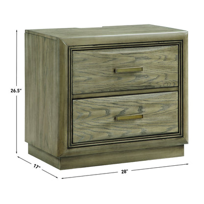 2-Drawer NightstandExpertly crafted from oak veneers, solid Asian hardwoods