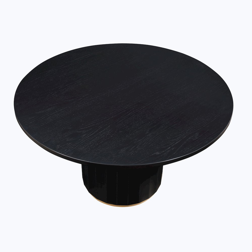 Magnolia 52-Inch Round Table, Black  with Gold Accent