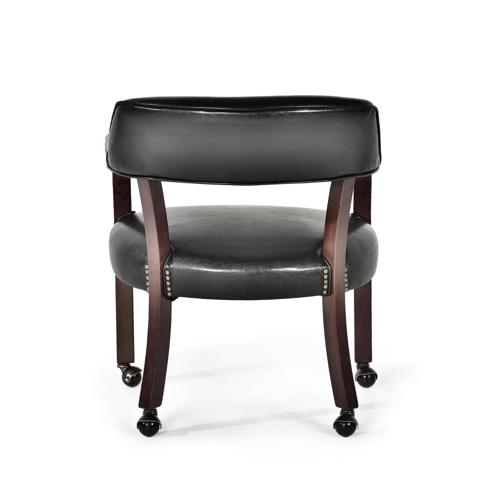 Game Room Chair – Office Guest Chair with Casters and Arms in Rich Cherry