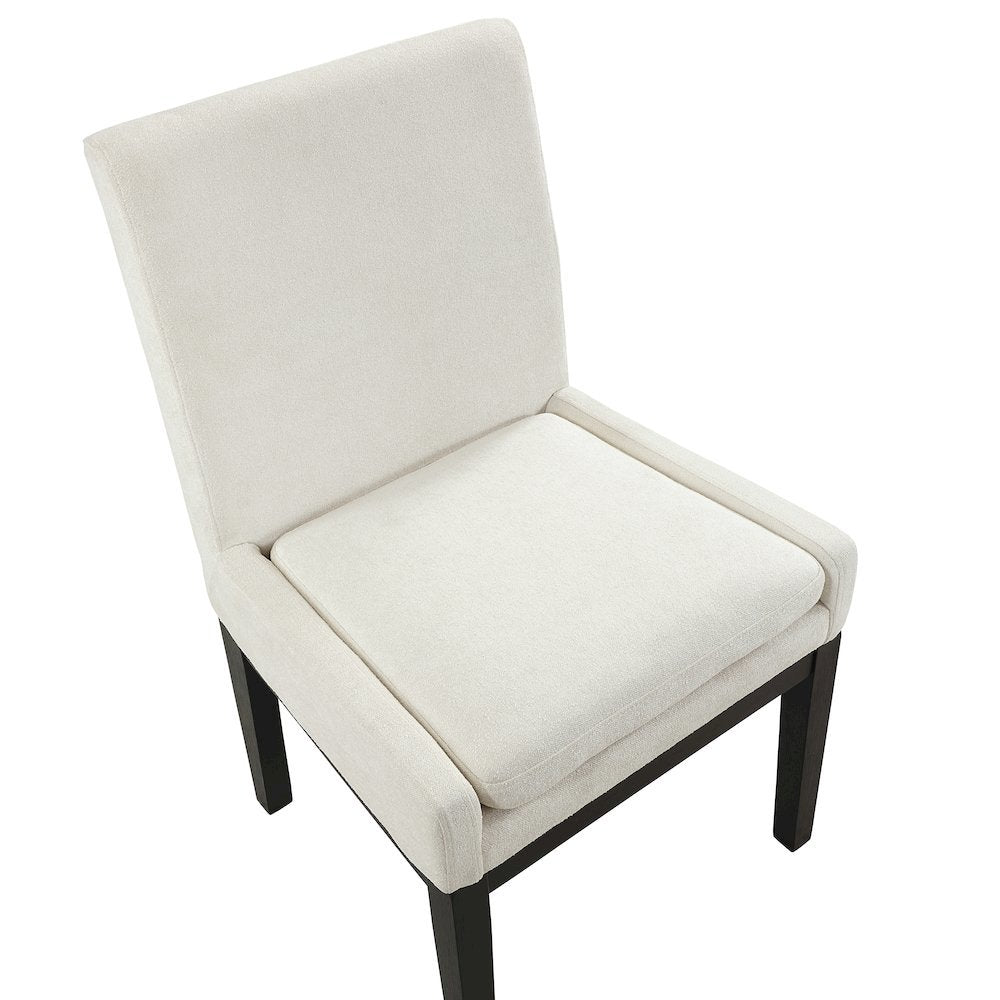 Black Upholstered Side Chair Set of 2, Wire-Brushed Finish, Black