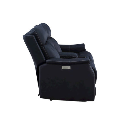 Dual Power Reclining Console Loveseat, Power Headrest, Ocean Blue