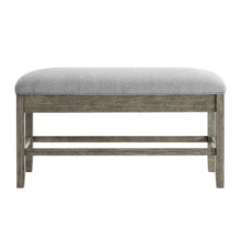 Storage Counter Bench, Thick Cushion, Gray Fabric, Refined Rustic Style
