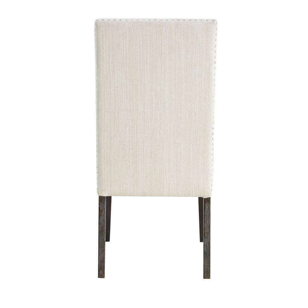 Upholstered Chair Set of 2, Nailhead Trim, Cream