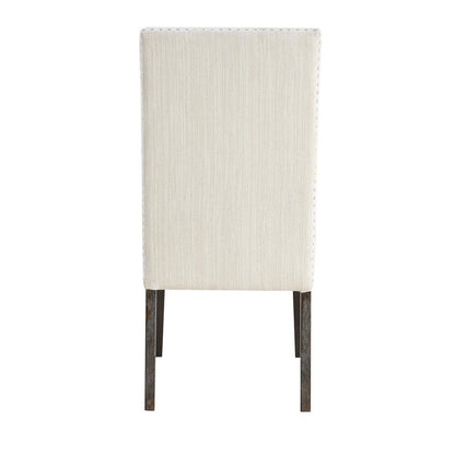 Upholstered Chair Set of 2, Nailhead Trim, Cream