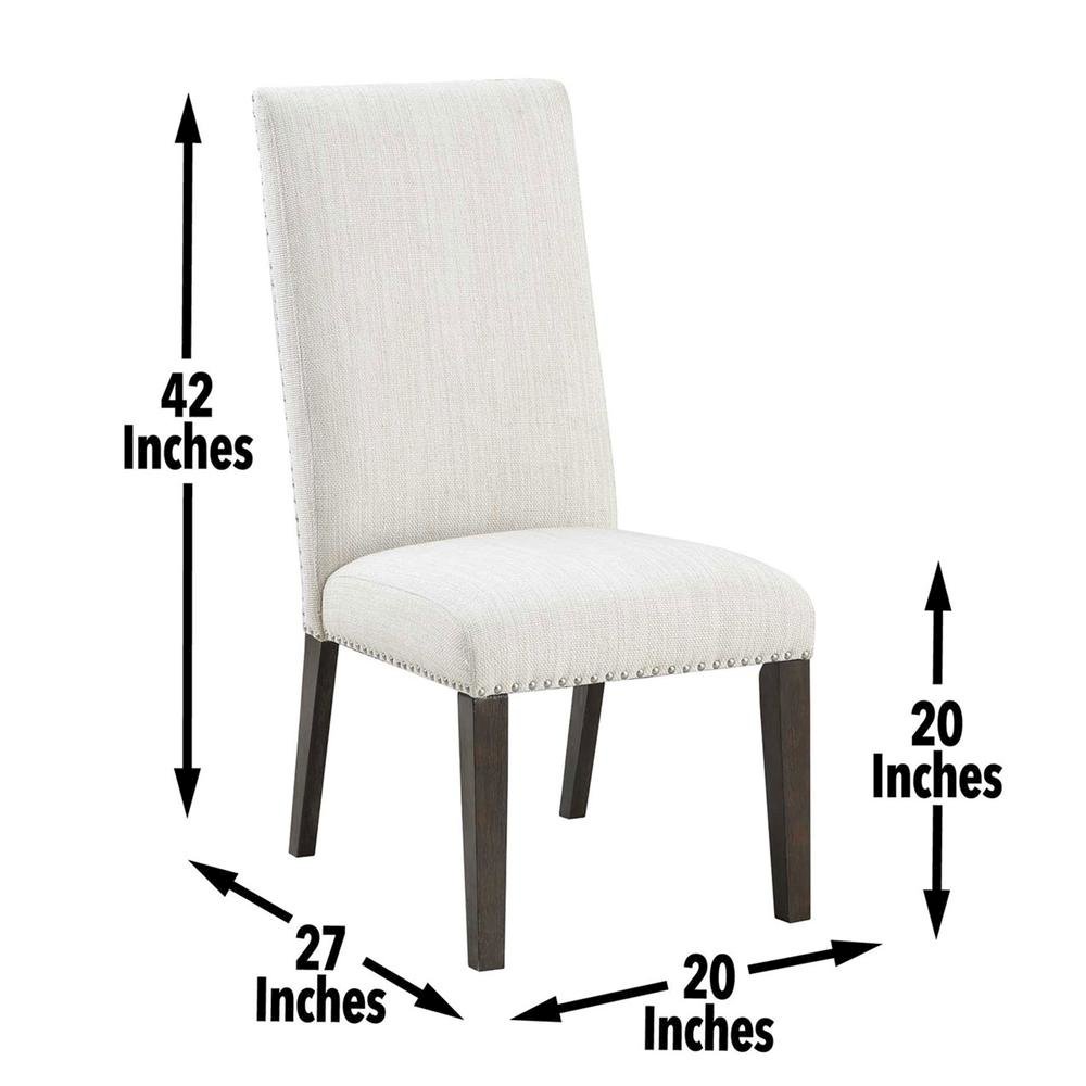 Upholstered Chair Set of 2, Nailhead Trim, Cream