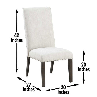 Upholstered Chair Set of 2, Nailhead Trim, Cream