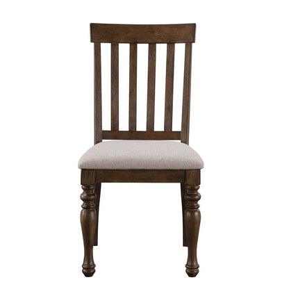 Brown Dining Chair Set of 2 - Farmhouse Dining Chairs with Gray Upholstery
