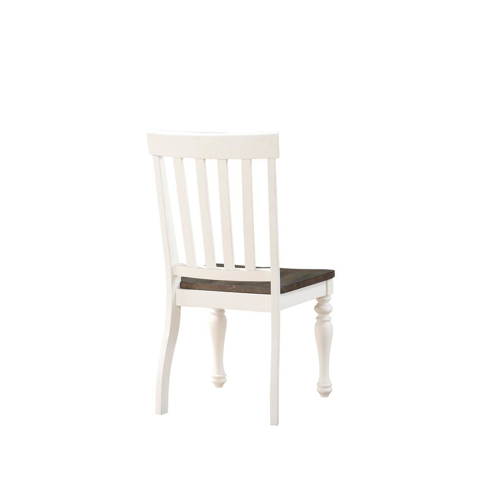 Two Tone Side Chair, Set of 2, Schoolhouse Style, Scooped Wood Seat