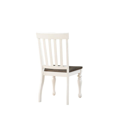 Two Tone Side Chair, Set of 2, Schoolhouse Style, Scooped Wood Seat