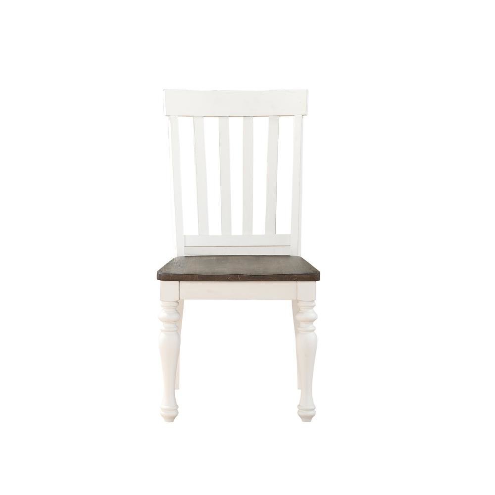 Two Tone Side Chair, Set of 2, Schoolhouse Style, Scooped Wood Seat