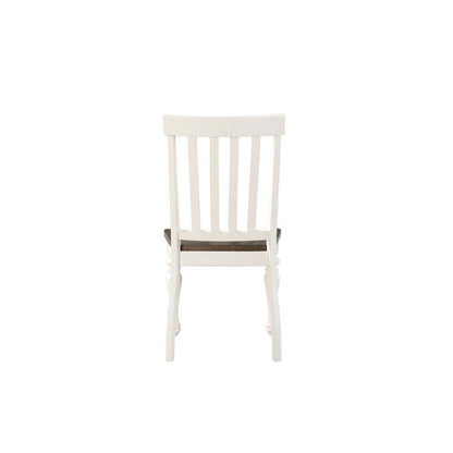 Two Tone Side Chair, Set of 2, Schoolhouse Style, Scooped Wood Seat