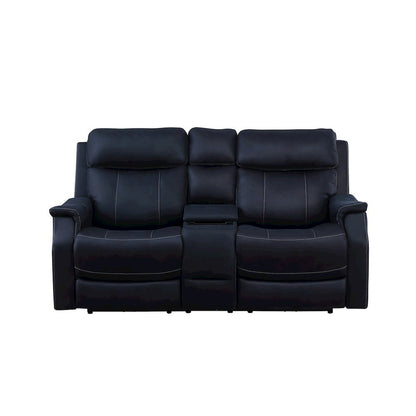 Dual Power Reclining Console Loveseat, Power Headrest, Ocean Blue