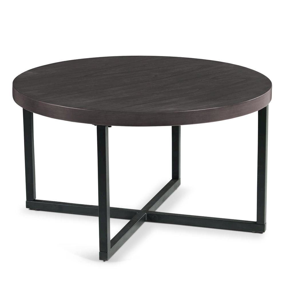 Round Coffee Table with Stools, Mindi Veneer, 5 Piece Set, Brown