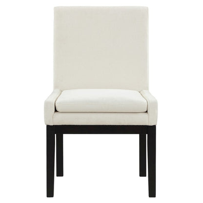 Black Upholstered Side Chair Set of 2, Wire-Brushed Finish, Black