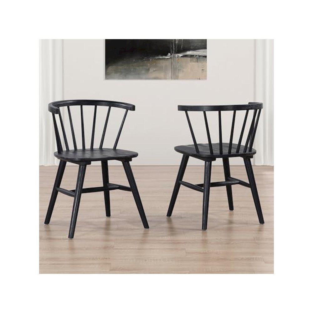 Willow Solid Wood Dining Chair, Black