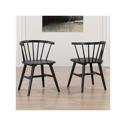 Willow Solid Wood Dining Chair, Black