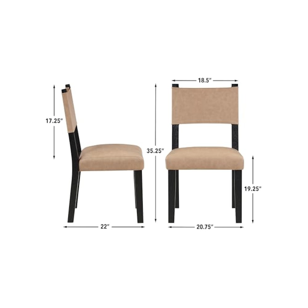 Aubrey Side Chair, Black Finish with Camel Vegan Leather