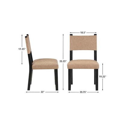 Aubrey Side Chair, Black Finish with Camel Vegan Leather