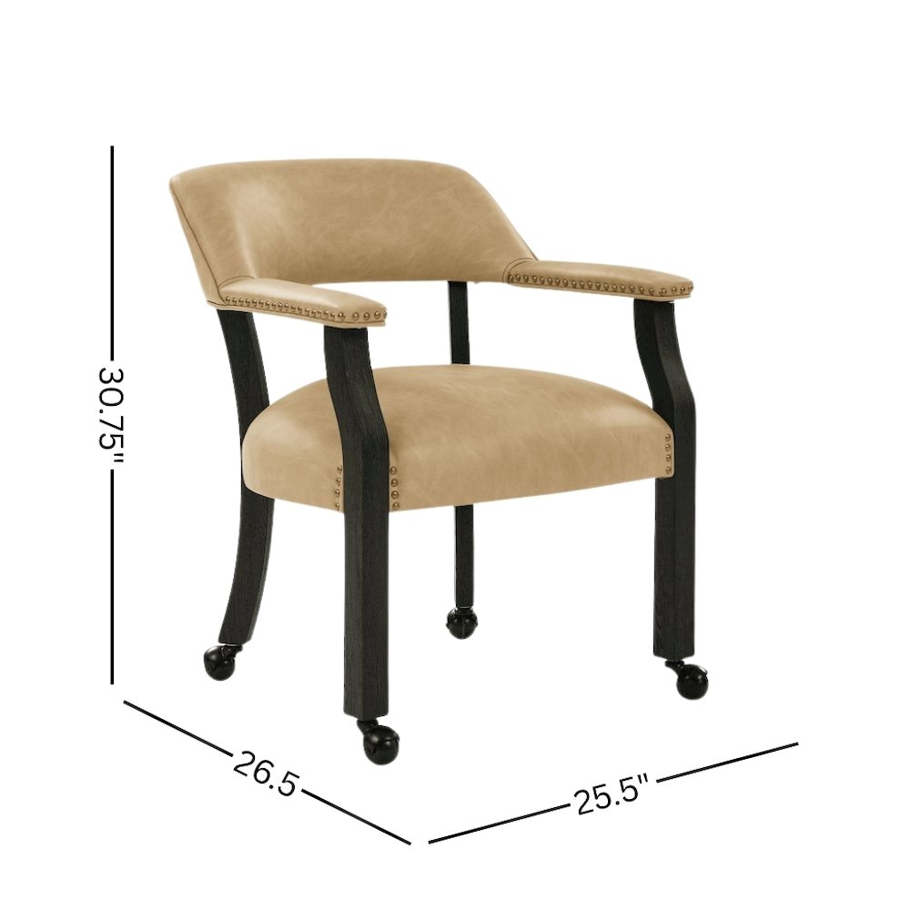 Sand Colored Captains Armchair with Rolling Casters