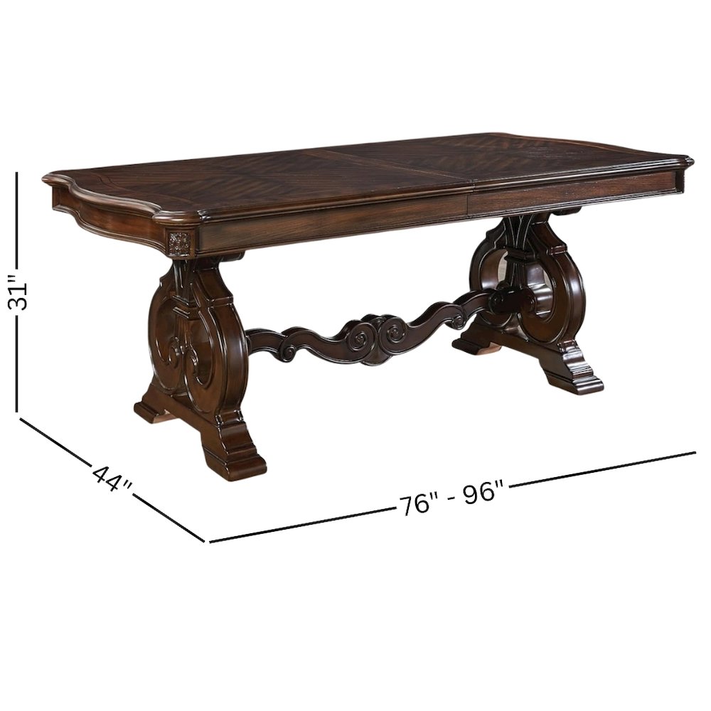 Warm Pecan 96" Extendable Dining Table – Large Oak Veneer Table for 8–10 People