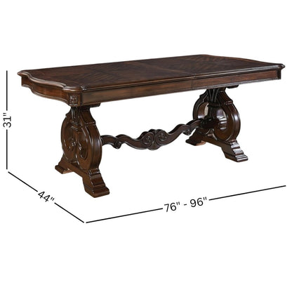 Warm Pecan 96" Extendable Dining Table – Large Oak Veneer Table for 8–10 People