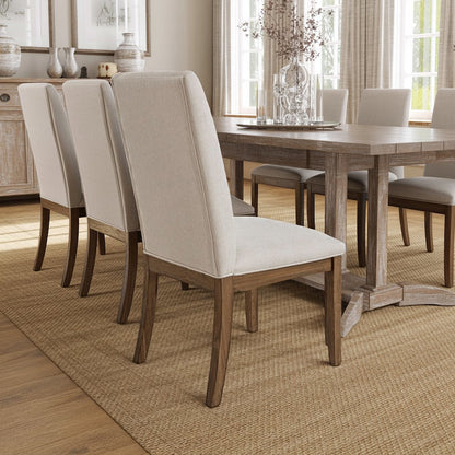 Caramel Upholstered Dining Chairs – Set of 2 Comfy Cushioned Wood Frame