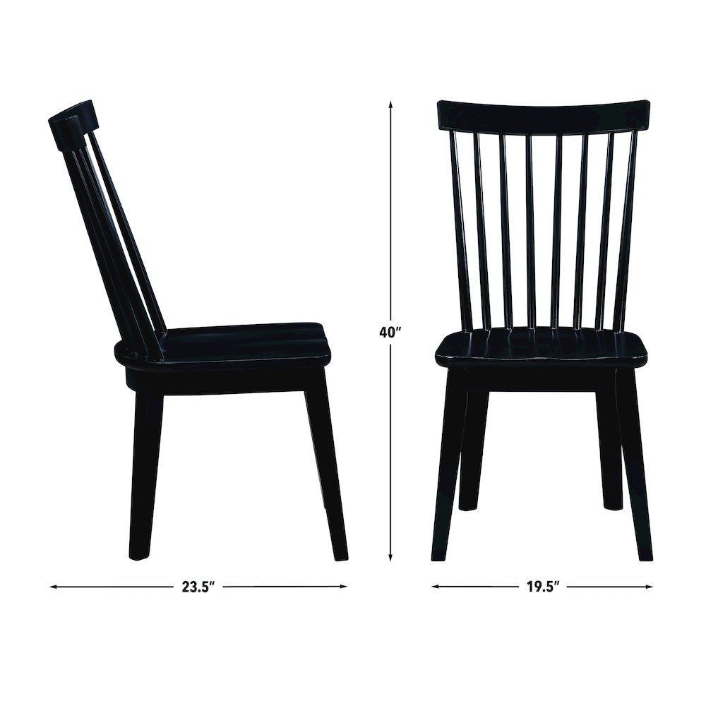 Vaughn Driftwood 5-Piece 60-96" Dining Set, 4 Vaughn Black Side Chairs