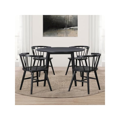 Willow Solid Wood Dining Chair, Black