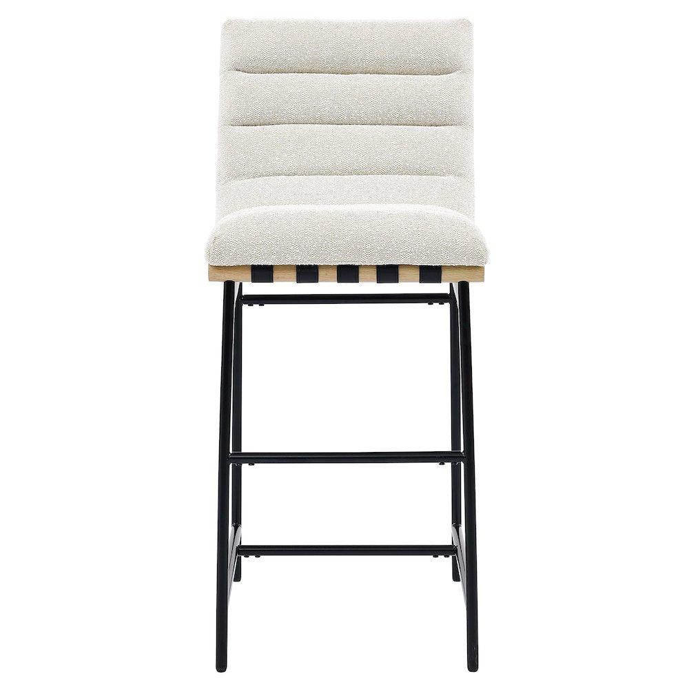 Nicco Eggshell Polyester 30" Bar Stool with Black Iron Base