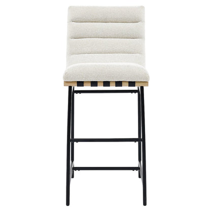 Nicco Eggshell Polyester 30" Bar Stool with Black Iron Base