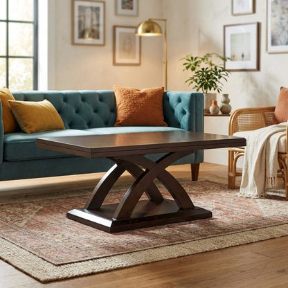 Espresso Cherry Cocktail Table with Sturdy Frame and Modern Design