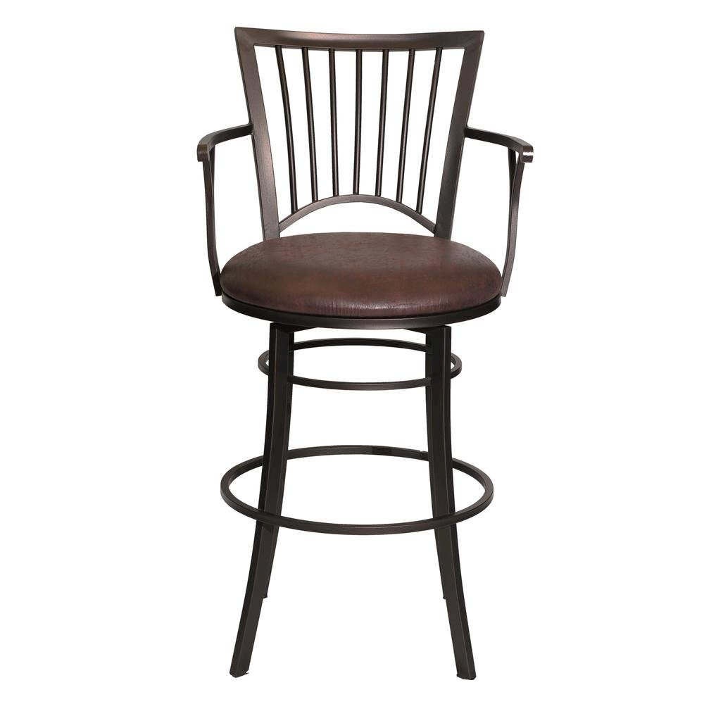 Stylish Swivel Barstool with Coach/Gunmetal Finish and Steel Frame