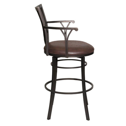 Stylish Swivel Barstool with Coach/Gunmetal Finish and Steel Frame