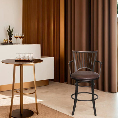 Stylish Swivel Barstool with Coach/Gunmetal Finish and Steel Frame