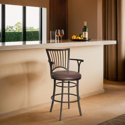 Stylish Swivel Barstool with Coach/Gunmetal Finish and Steel Frame