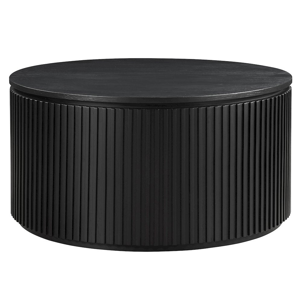 Colvin 36" Round Coffee Table with Casters, Black Finish