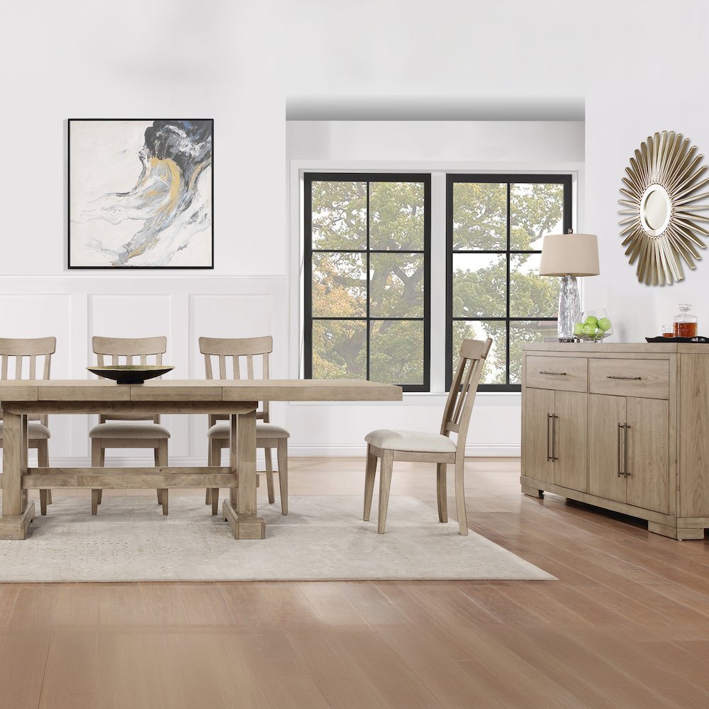 Napa 108-inch Dining Table with 2/18-inch Leaves, Sand