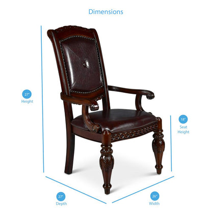 Arm Chairs- Set of 2, Multi-Step hand applied glazed finish in a warm brown cherry