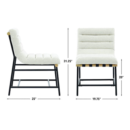 Nicco Eggshell Polyester Side Chair with Black Iron Base