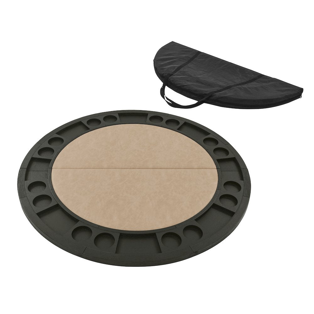 Rylie Counter Table with Game Top, Black Finish with Sand Vegan Leather