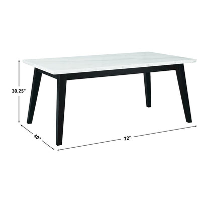 Vida 5-Piece White Marble Dining Set, Black Finish